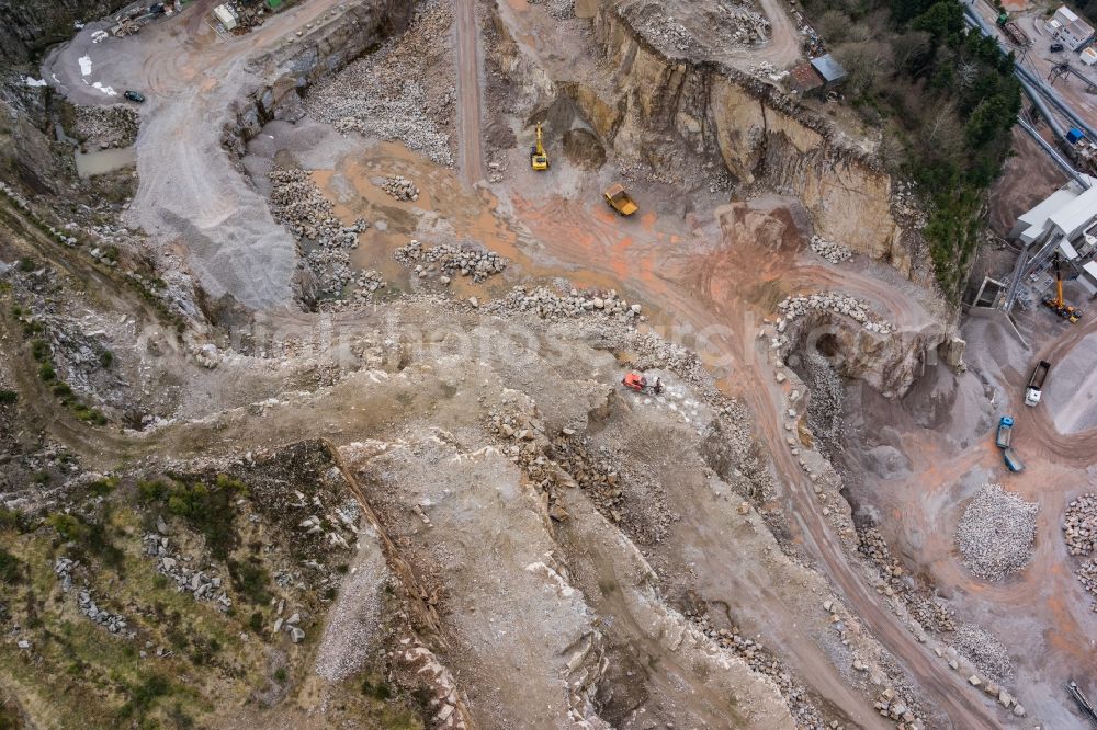 Seebach from above - Quarry for the mining and handling of Granit in Seebach in the state Baden-Wuerttemberg, Germany