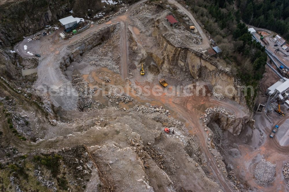 Seebach from the bird's eye view: Quarry for the mining and handling of Granit in Seebach in the state Baden-Wuerttemberg, Germany