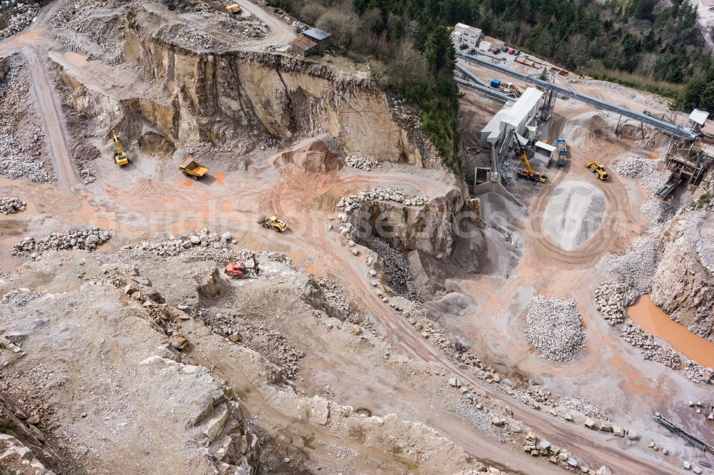 Aerial photograph Seebach - Quarry for the mining and handling of Granit in Seebach in the state Baden-Wuerttemberg, Germany