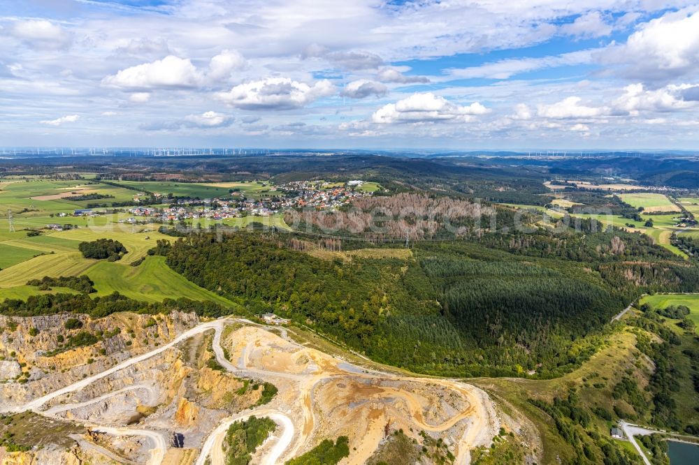 Aerial photograph Brilon - Quarry for the mining and handling of Grauwacke of Westdeutschen Grauwacke Union GmbH in Brilon in the state North Rhine-Westphalia, Germany