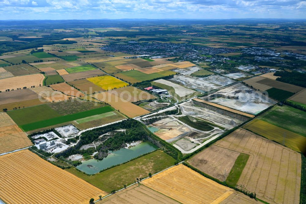 Aerial photograph Erwitte - Quarry for the mining and handling of limestone in Erwitte in the state North Rhine-Westphalia, Germany