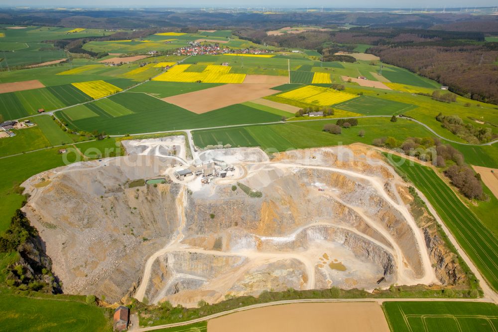 Aerial photograph Brilon - Quarry for the mining and handling of limestone in Brilon at Sauerland in the state North Rhine-Westphalia, Germany