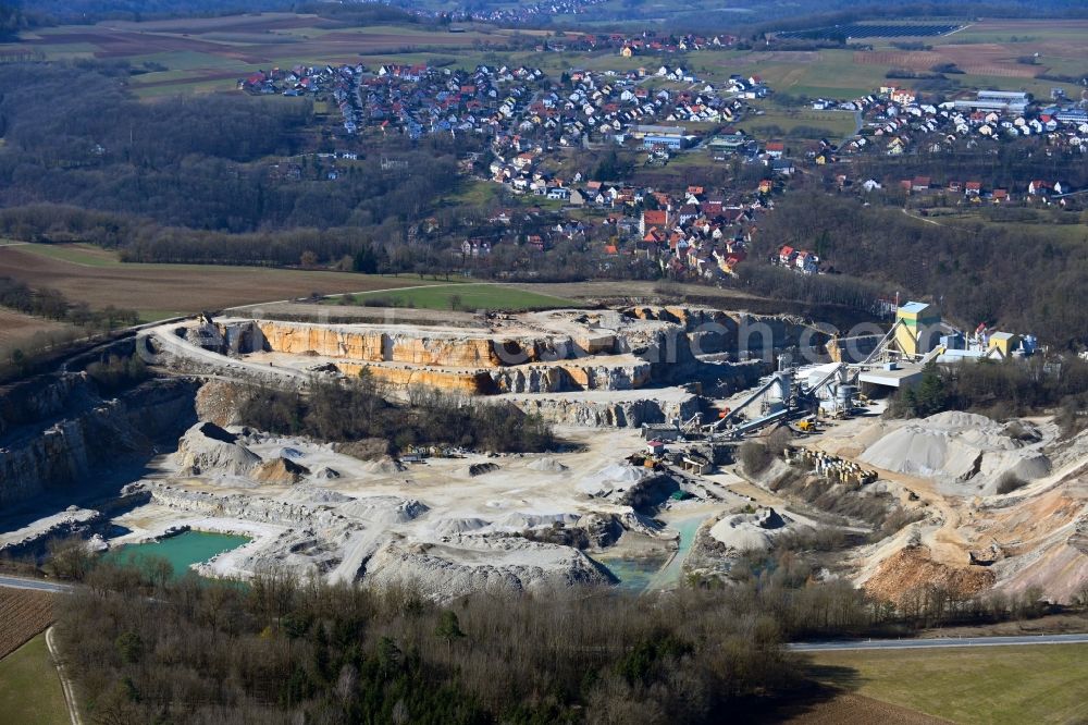 Aerial photograph Gräfenberg - Quarry for the mining and handling of limestone in Graefenberg in the state Bavaria, Germany