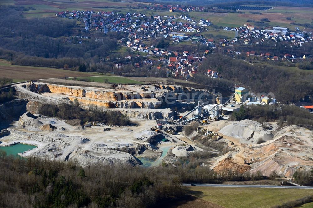 Gräfenberg from above - Quarry for the mining and handling of limestone in Graefenberg in the state Bavaria, Germany