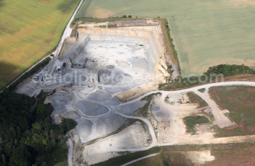 Bucha from above - Quarry for the mining and handling of Kalksteinbruch Bucha on street in Bucha in the state Thuringia, Germany