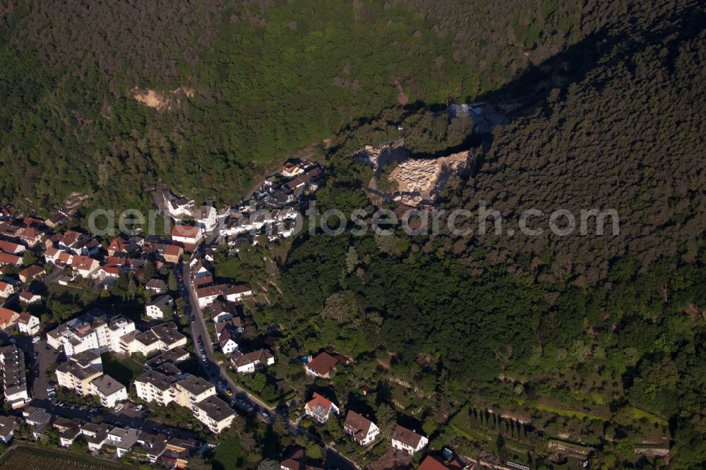 Neustadt an der Weinstraße from above - Quarry for the mining and handling of Leonhard Hanbuch & Soehne GmbH & Co. KG in the district Haardt in Neustadt an der Weinstrasse in the state Rhineland-Palatinate, Germany