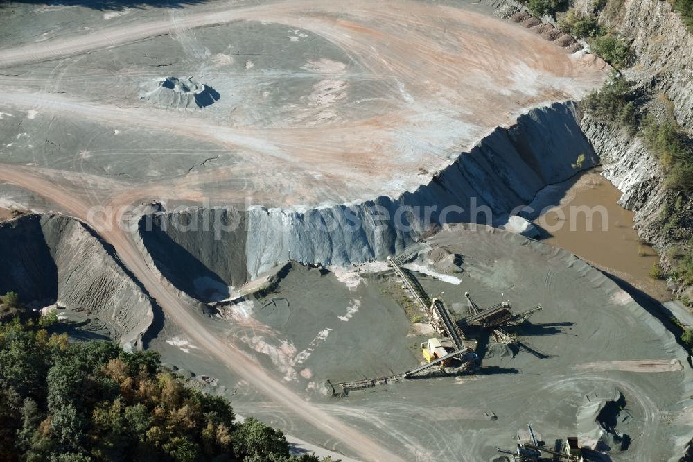 Bodendorf from the bird's eye view: Quarry for the mining and handling of Mineralien in Bodendorf in the state Saxony-Anhalt