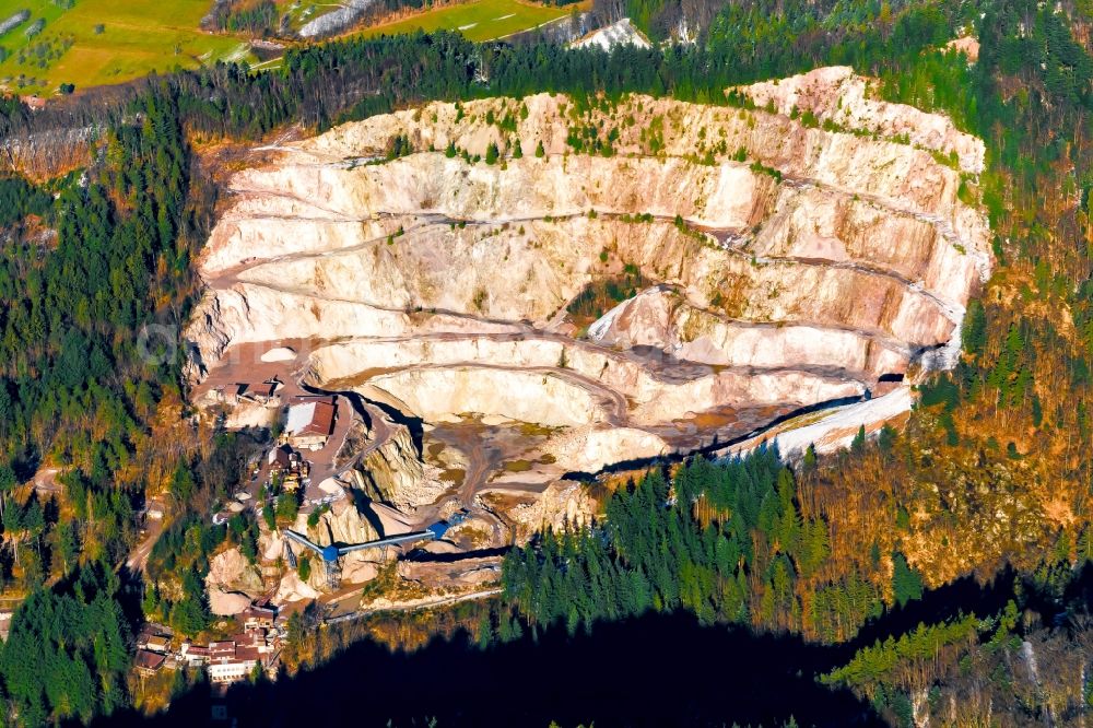 Ottenhöfen im Schwarzwald from the bird's eye view: Quarry for the mining and handling of Ottenhoefen in Ottenhoefen im Schwarzwald in the state Baden-Wuerttemberg, Germany