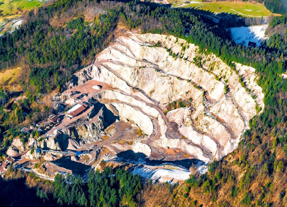 Aerial image Ottenhöfen im Schwarzwald - Quarry for the mining and handling of Ottenhoefen in Ottenhoefen im Schwarzwald in the state Baden-Wuerttemberg, Germany