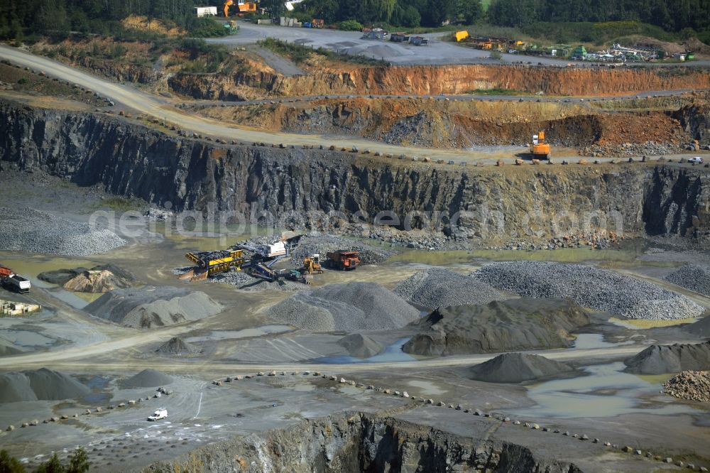 Aerial photograph Altenhain Klengelsberg - Quarry to mine quartz crystal in Altenhain Klengelsberg in the state Saxony