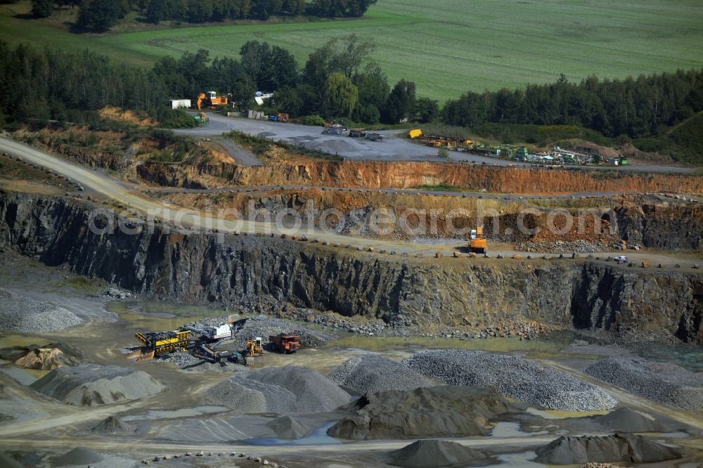 Altenhain Klengelsberg from above - Quarry to mine quartz crystal in Altenhain Klengelsberg in the state Saxony