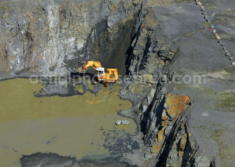 Altenhain Klengelsberg from the bird's eye view: Quarry to mine quartz crystal in Altenhain Klengelsberg in the state Saxony