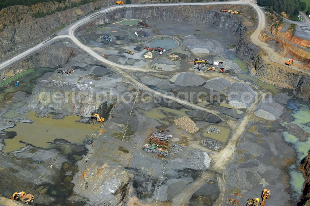 Altenhain Klengelsberg from above - Quarry to mine quartz crystal in Altenhain Klengelsberg in the state Saxony