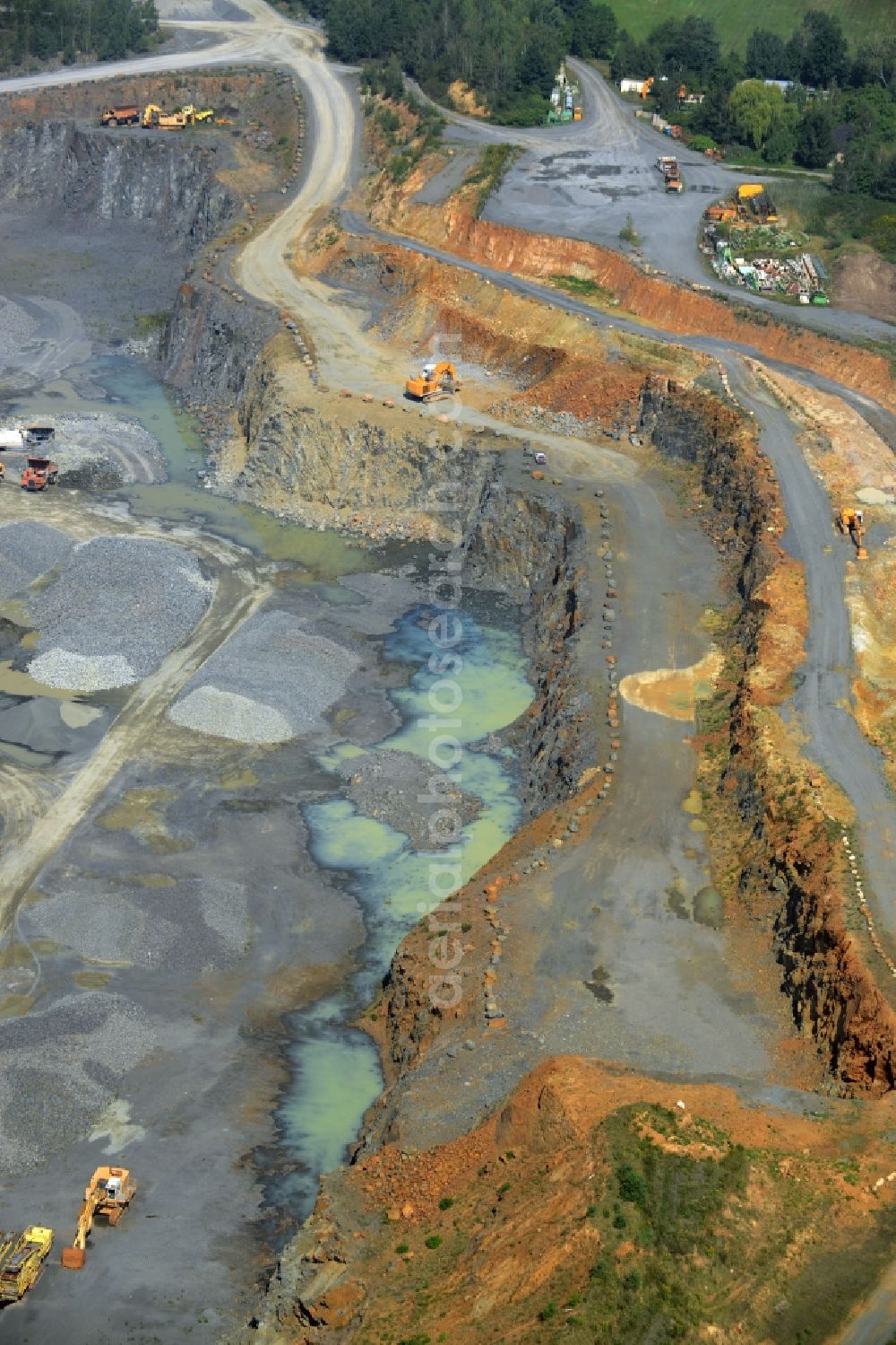 Aerial image Altenhain Klengelsberg - Quarry to mine quartz crystal in Altenhain Klengelsberg in the state Saxony