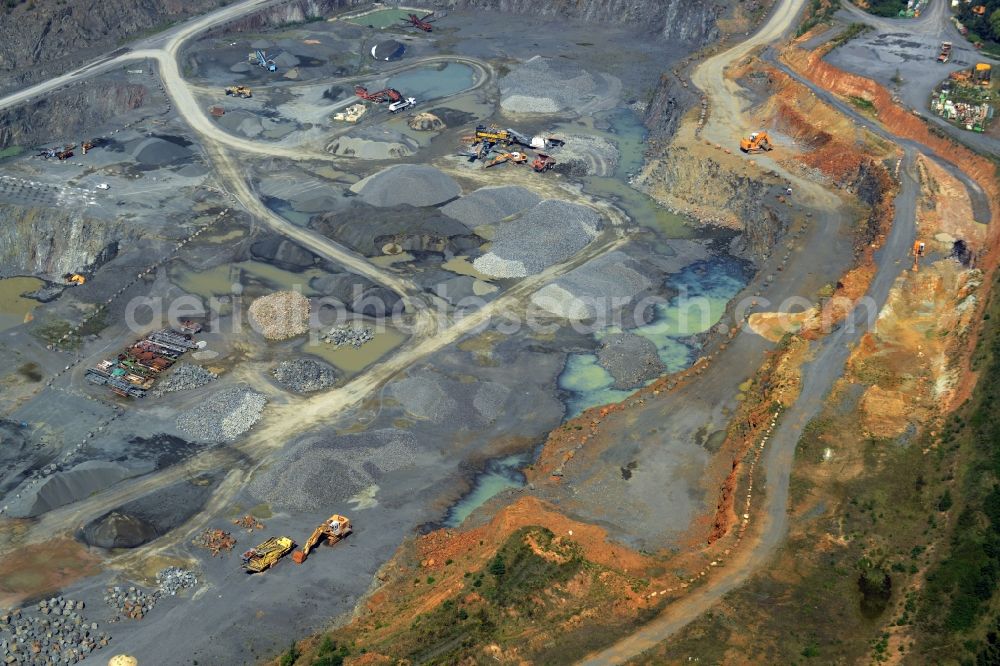 Altenhain Klengelsberg from above - Quarry to mine quartz crystal in Altenhain Klengelsberg in the state Saxony