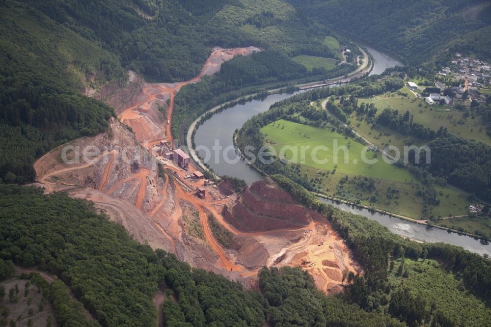 Aerial image Taben-Rodt - Quarry for the mining and handling of Quarzit in Taben-Rodt in the state Rhineland-Palatinate, Germany