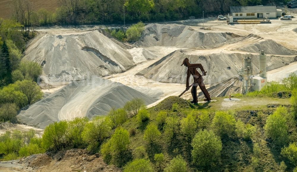 Brilon from above - Quarry for the mining and handling of of Rheinkalk Messinghausen GmbH & Co. KG in Brilon in the state North Rhine-Westphalia, Germany