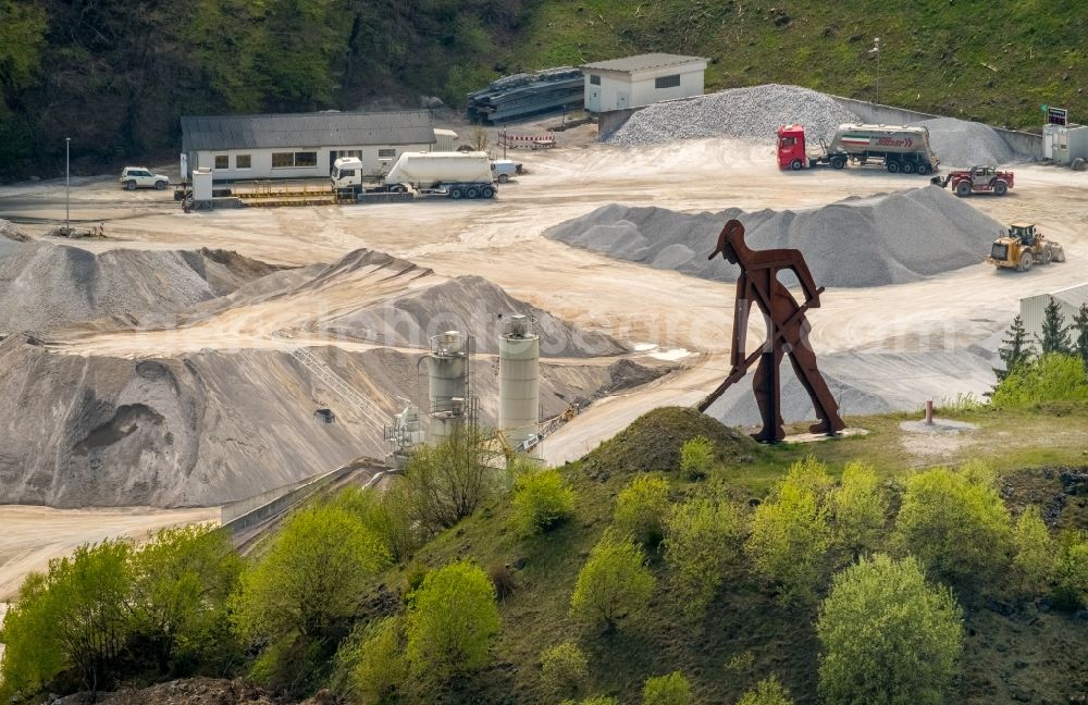 Brilon from above - Quarry for the mining and handling of of Rheinkalk Messinghausen GmbH & Co. KG in Brilon in the state North Rhine-Westphalia, Germany