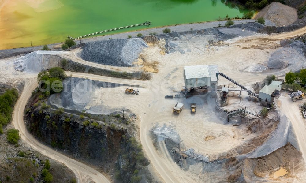 Aerial photograph Brilon - Quarry for the mining and handling of of Rheinkalk Messinghausen GmbH & Co. KG in Brilon in the state North Rhine-Westphalia, Germany