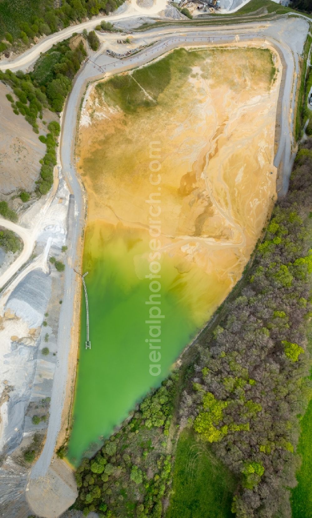 Brilon from above - Quarry for the mining and handling of of Rheinkalk Messinghausen GmbH & Co. KG in Brilon in the state North Rhine-Westphalia, Germany