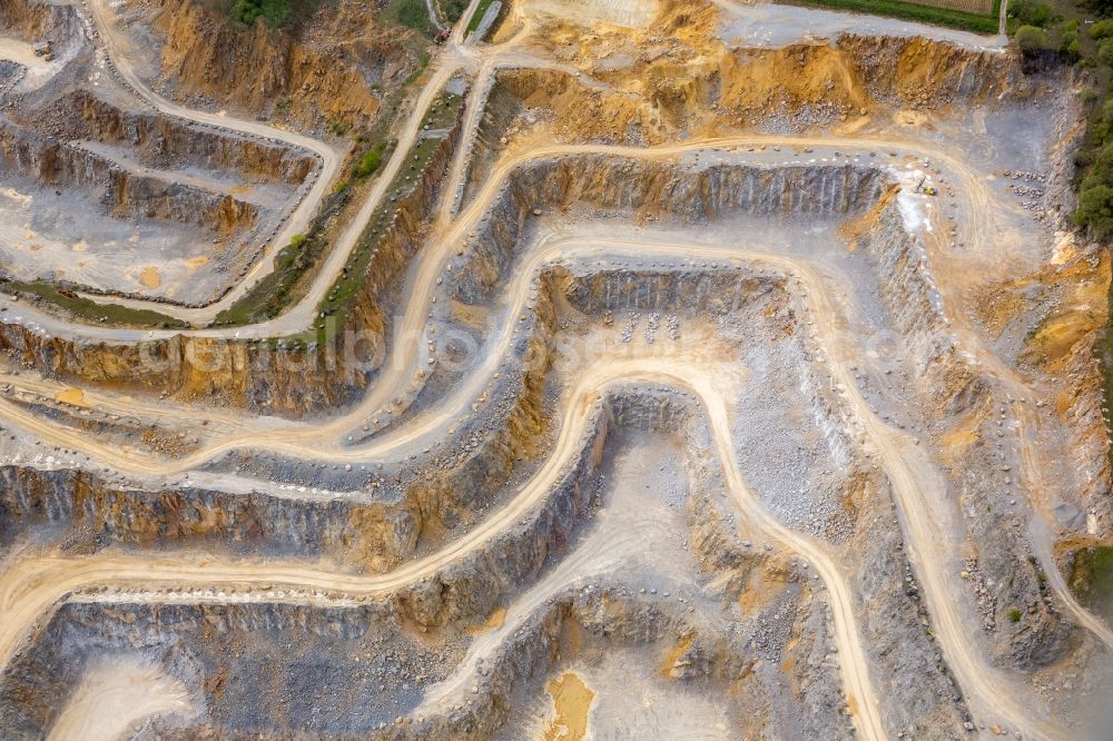 Aerial image Brilon - Quarry for the mining and handling of of Rheinkalk Messinghausen GmbH & Co. KG in Brilon in the state North Rhine-Westphalia, Germany