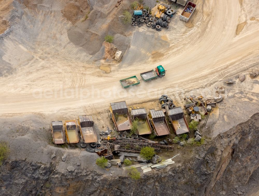 Brilon from the bird's eye view: Quarry for the mining and handling of of Rheinkalk Messinghausen GmbH & Co. KG in Brilon in the state North Rhine-Westphalia, Germany