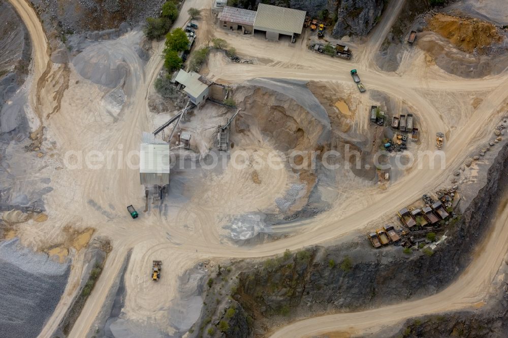 Aerial photograph Brilon - Quarry for the mining and handling of of Rheinkalk Messinghausen GmbH & Co. KG in Brilon in the state North Rhine-Westphalia, Germany