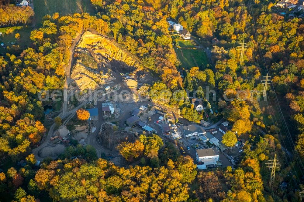 Aerial image Herdecke - Quarry Grandi for the mining and handling of Ruhr sandstone in Herdecke in the state North Rhine-Westphalia