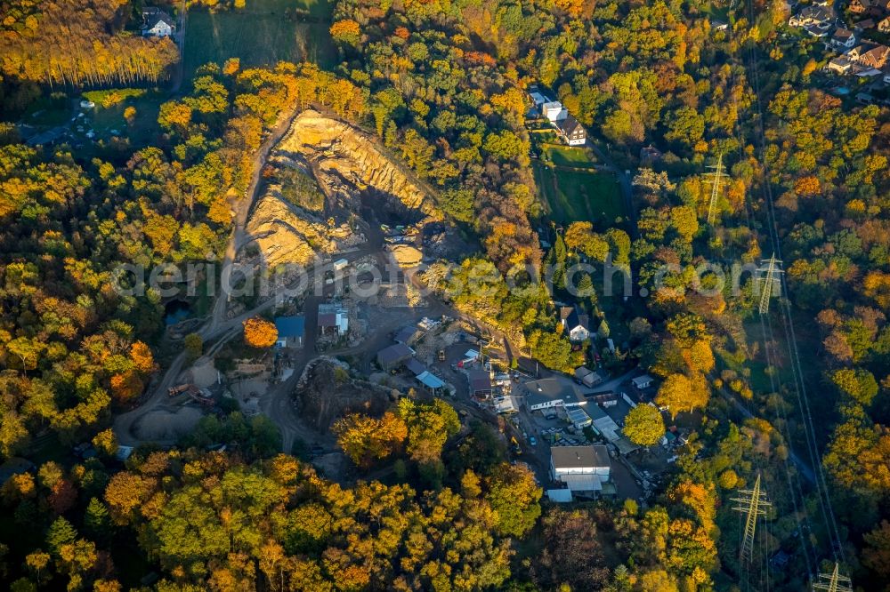 Aerial photograph Herdecke - Quarry Grandi for the mining and handling of Ruhr sandstone in Herdecke in the state North Rhine-Westphalia