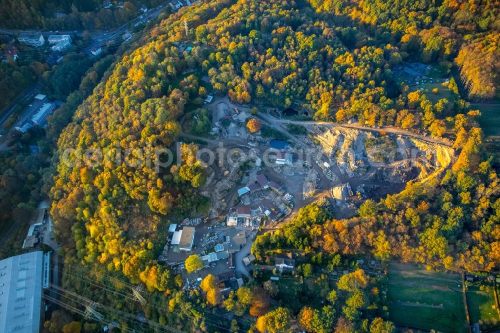 Herdecke from above - Quarry Grandi for the mining and handling of Ruhr sandstone in Herdecke in the state North Rhine-Westphalia