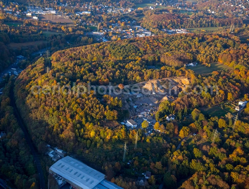 Herdecke from the bird's eye view: Quarry Grandi for the mining and handling of Ruhr sandstone in Herdecke in the state North Rhine-Westphalia