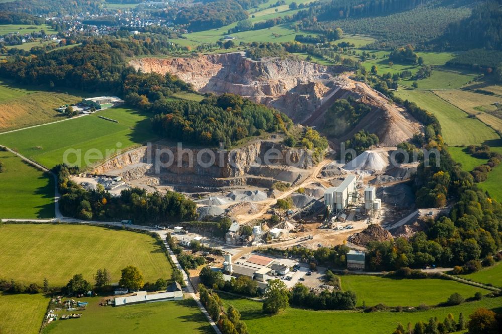 Brilon from the bird's eye view: Quarry for the mining and handling of sandstone in Brilon in the state North Rhine-Westphalia