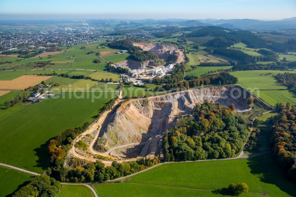 Aerial image Brilon - Quarry for the mining and handling of sandstone in Brilon in the state North Rhine-Westphalia