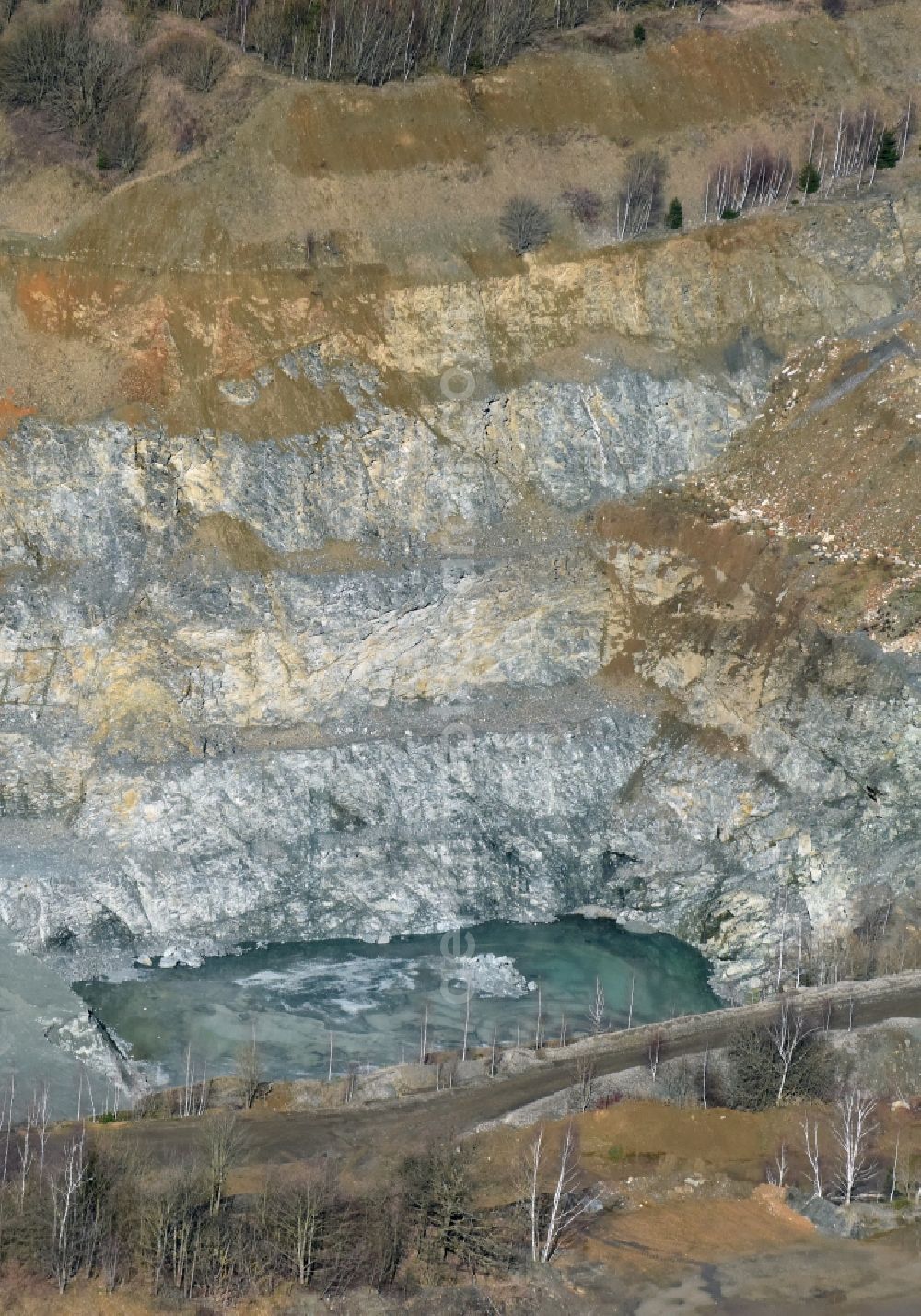 Oelsnitz/Vogtl. from above - Quarry for the mining and handling of Diabasbruch Lauterbach in Oelsnitz/Vogtl. in the state Saxony