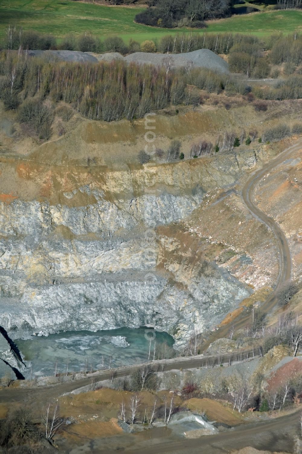 Aerial image Oelsnitz/Vogtl. - Quarry for the mining and handling of Diabasbruch Lauterbach in Oelsnitz/Vogtl. in the state Saxony