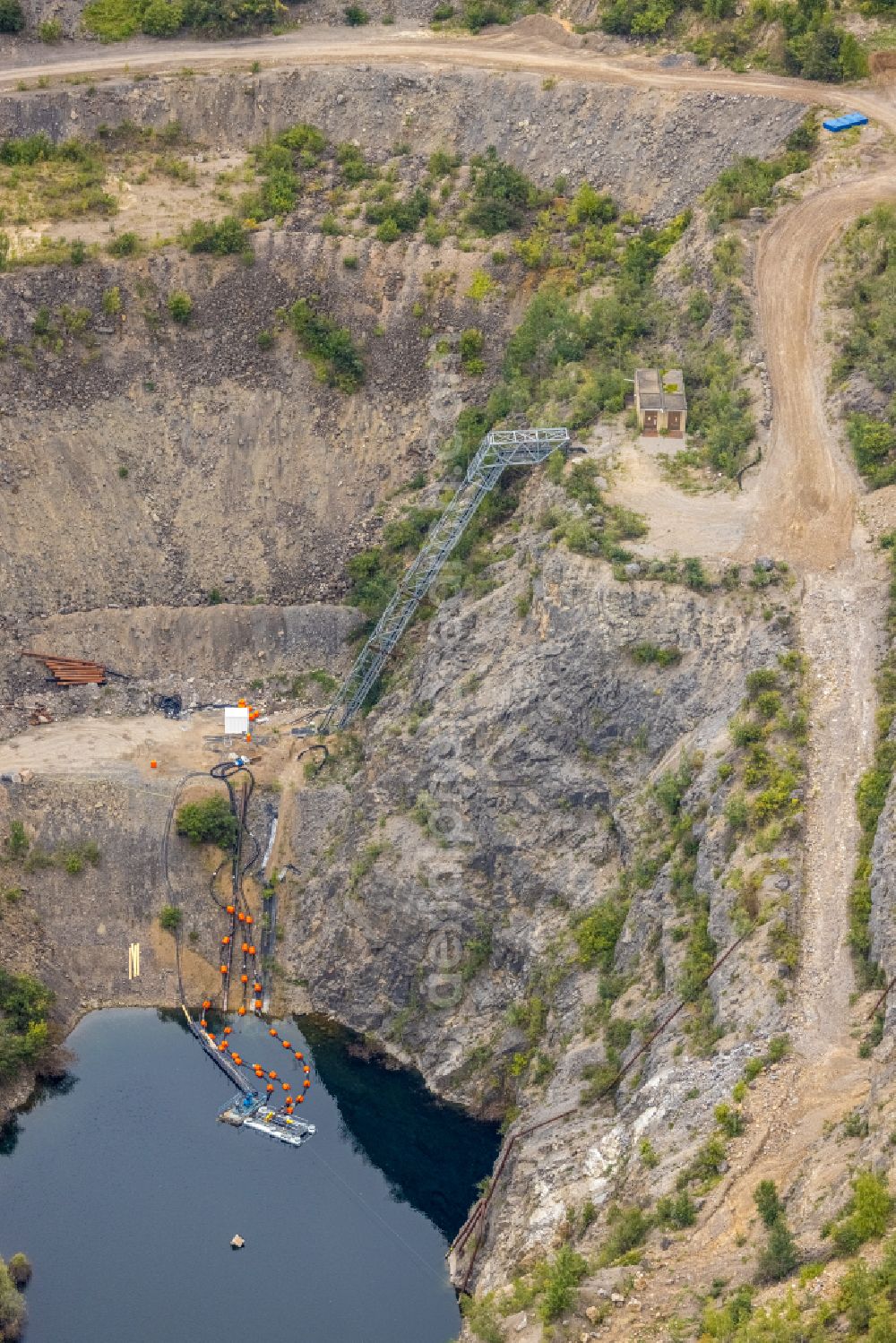 Aerial photograph Hagen - quarry for the mining and handling of sandstone in the district Herbeck in Hagen at Ruhrgebiet in the state North Rhine-Westphalia, Germany