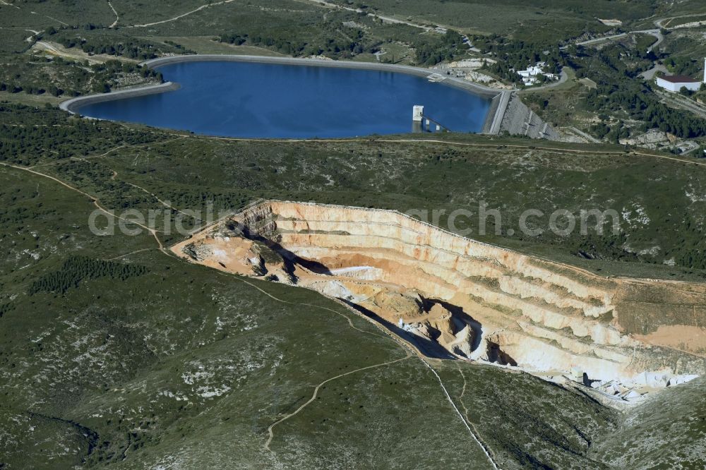 Aerial photograph Marseille - Quarry for the mining and handling of Sandstone on the edge of the area Les Micocouliers in Marseille in Provence-Alpes-Cote d'Azur, France