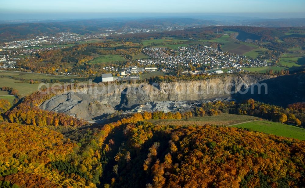 Arnsberg from above - Quarry for the mining and handling in Neheim in Arnsberg in the state North Rhine-Westphalia