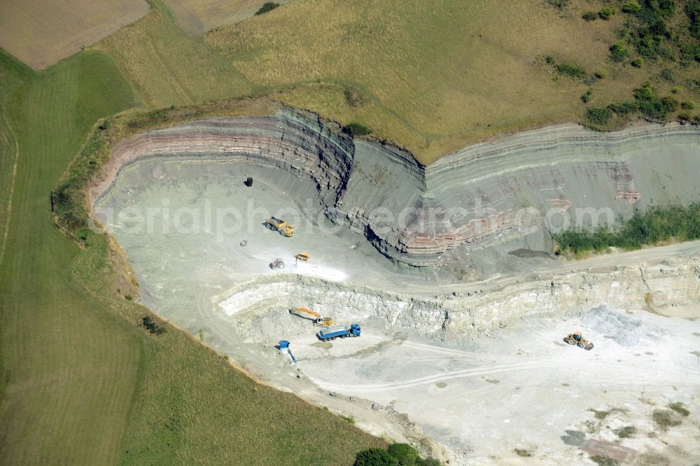 Aerial image Vellberg - Quarry for the mining and handling in Vellberg in the state Baden-Wuerttemberg