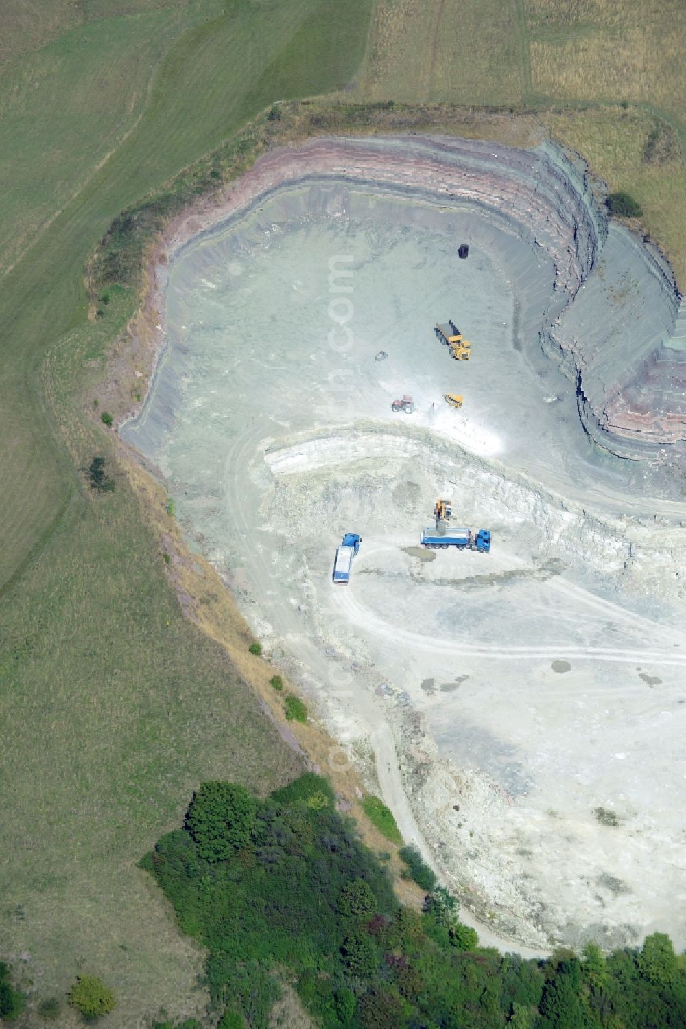 Vellberg from above - Quarry for the mining and handling in Vellberg in the state Baden-Wuerttemberg