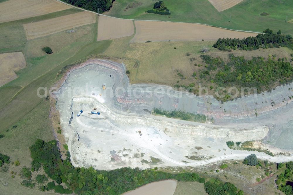 Aerial image Vellberg - Quarry for the mining and handling in Vellberg in the state Baden-Wuerttemberg