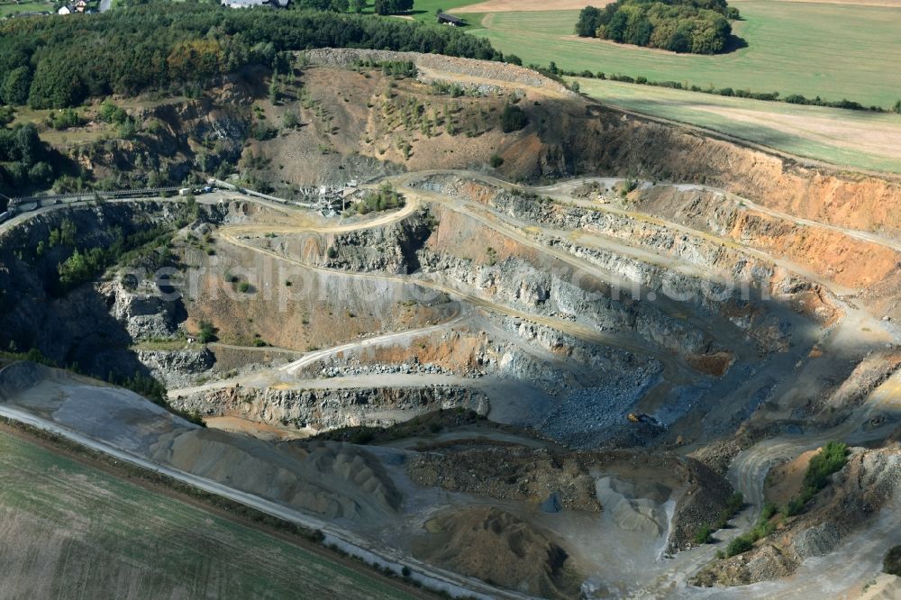 Aerial image Reimersgrün - Quarry Diabasbruch Reimersgruen of the company Hartsteinwerke for the mining and handling of bulk good in Reimersgruen in the state Saxon