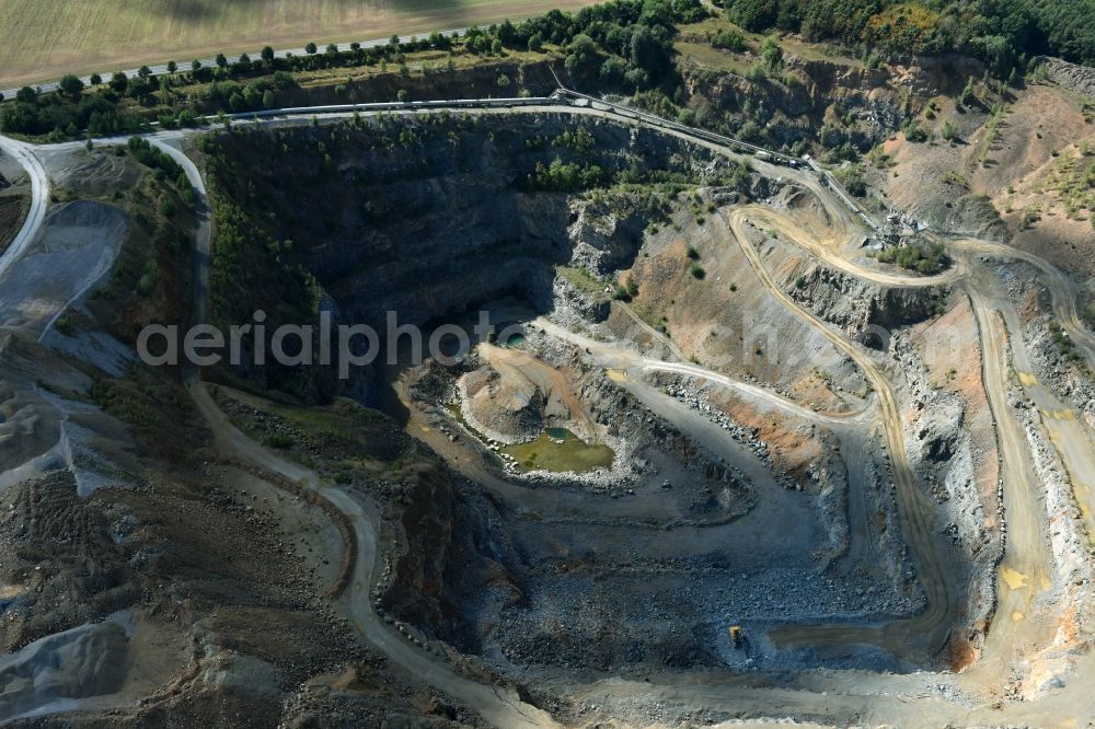 Aerial image Reimersgrün - Quarry Diabasbruch Reimersgruen of the company Hartsteinwerke for the mining and handling of bulk good in Reimersgruen in the state Saxon