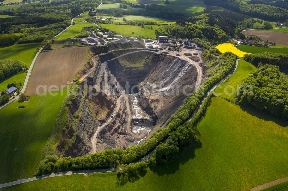 Aerial image Menden (Sauerland) - Quarry to limestone mining in Menden (Sauerland) in the state North Rhine-Westphalia