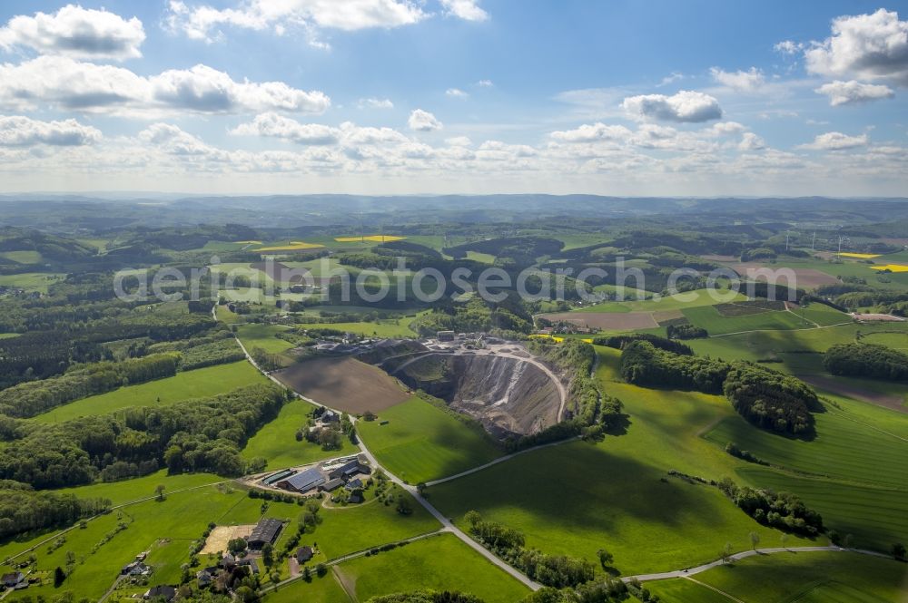 Aerial photograph Menden (Sauerland) - Quarry to limestone mining in Menden (Sauerland) in the state North Rhine-Westphalia