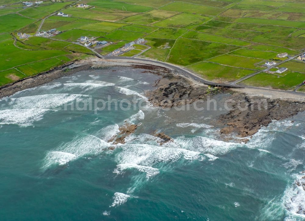 Aerial photograph Clahane - Stony beach landscape on the coast North Atlantic Ocean in Clahane in Clare, Ireland