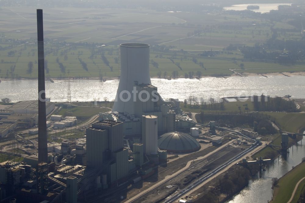 Aerial photograph Duisburg Walsum - Coal Power Plant Walsum on the banks of the Rhine in Duisburg in North Rhine-Westphalia