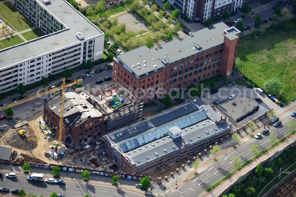 Berlin from above - Steinlein Lofts 1st and 2nd phase of construction at the Walter-Friedlaender-Strasse on the territory of the old slaughterhouse in Berlin-Prenzlauer Berg in Germany