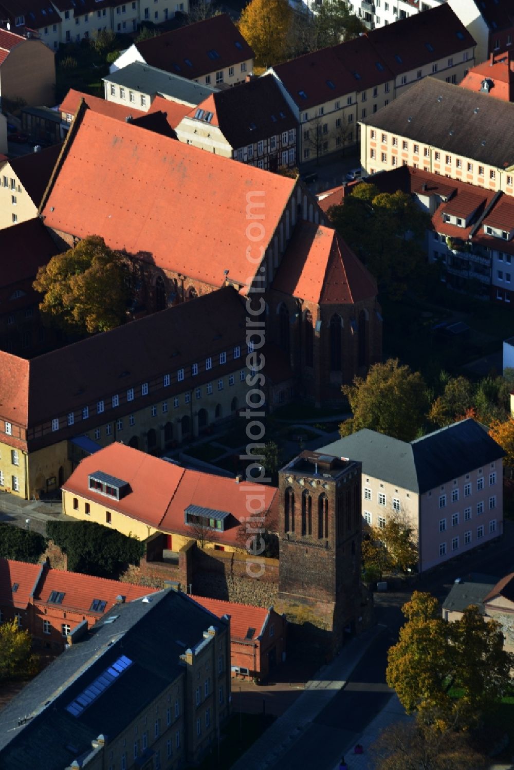 Aerial image Prenzlau - View of the tower Steintorturm in Prenzlau in the state Brandenburg