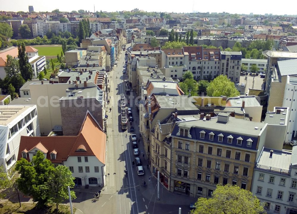 Aerial photograph Halle (Saale) - View of the Steinweg in Halle ( Saale ) in the state Saxony-Anhalt